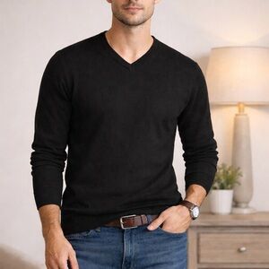 Classic Black V-Neck Sweater for Men